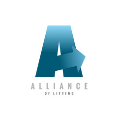 Letter A logo template. Arrow growth concept.