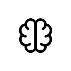 Simple brain vector icon. Solid contour line style. Top view cut