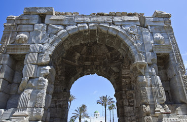 Libya,Tripoli,the Marco Aurelio Arch in the old Medina