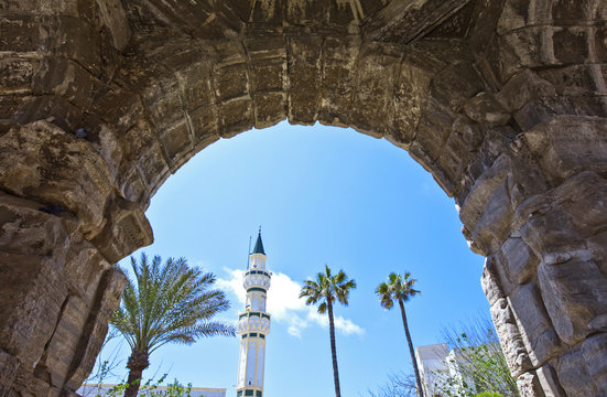 Libya,Tripoli,the Marco Aurelio Arch in the old Medina