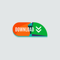 Colorful download web button. Modern flat design.