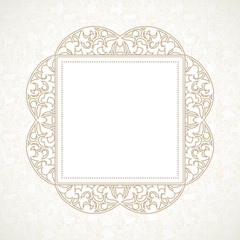 Vector decorative line art frame in Eastern style.