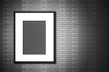 photo frame on old brick wall