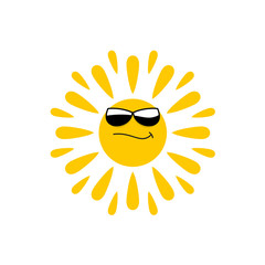 Sun logo with black glasses