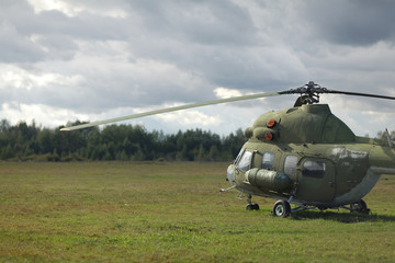 aircraft helicopter blue sky on the ground