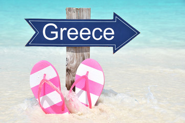 GREECE arrow on the beach