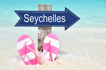 Seychelles arrow on the beach