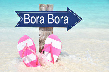 Bora Bora arrow on the beach