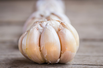 Garlic on the wooden background