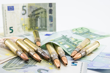 composition with bullets and euros