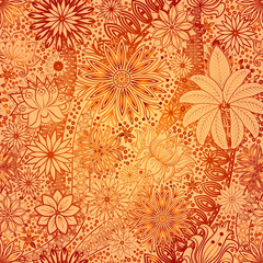 Vintage floral motif ethnic seamless background.