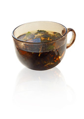 Mint tea cup with reflection.
