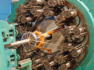Braiding machine taken closeup.