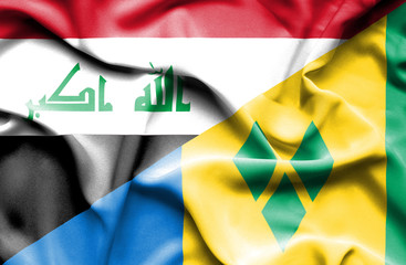 Waving flag of Saint Vincent and Grenadines and Iraq