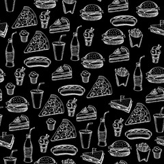Seamless pattern background fast food.
