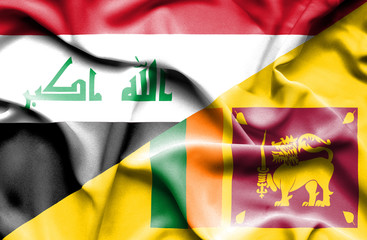 Waving flag of Sri Lanka and Iraq