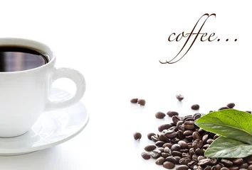Fotobehang Cup of coffee on white background © sebra