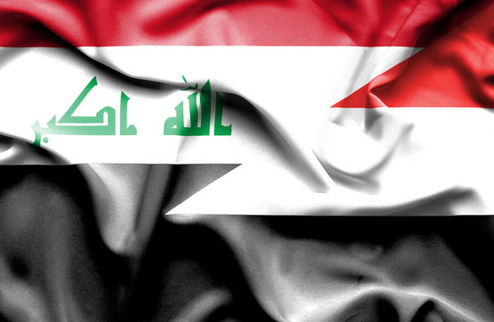 Waving flag of Yemen and Iraq