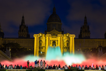 Fototapeta na wymiar Magic Fountain light show in Barcelona