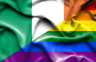 Waving flag of Pride and Ireland
