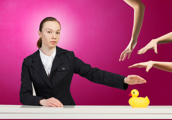 Woman and duck