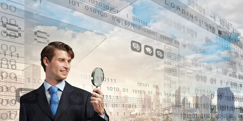 Man with magnifier