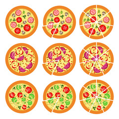 Fototapeta na wymiar Set of pizza