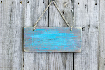 Blank rustic teal blue wooden sign