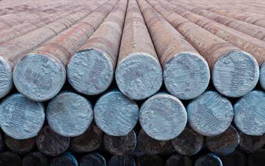 The steel billet in factory warehouse