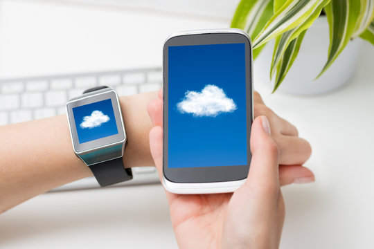 Cloud computing technology with smart watch.