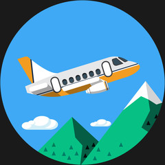 Flying over Mountains Vector Flat Illustration