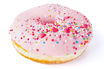 Donut with sprinkles isolated on white 