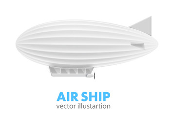 vector illustration of white air ship isolated on white