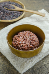 Cooked rice of Riceberry
