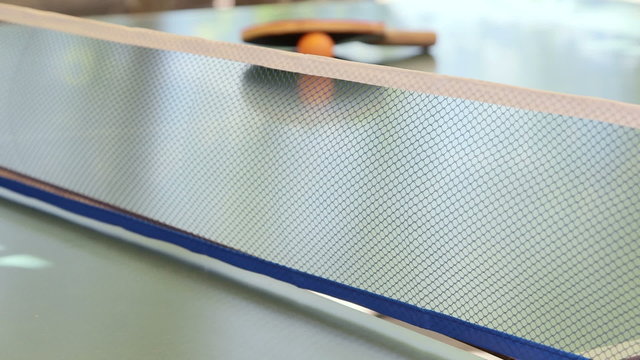 Playing table tennis game outdoor close-up