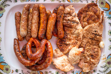 Grilled meat and sausages