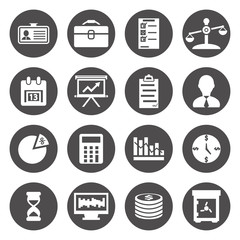Vector white Business and finances Icons set on black background