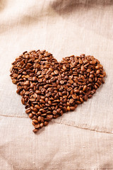 heart from coffee beans
