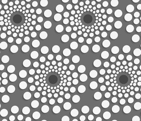 Geometrical pattern with white dotted  concentric circles on gra