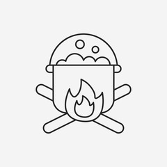 camp pot line icon