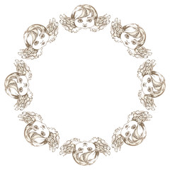 Round frame with angels