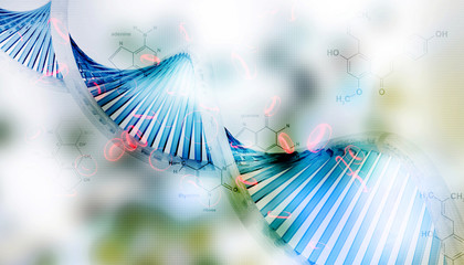 Digital illustration of DNA structure in background