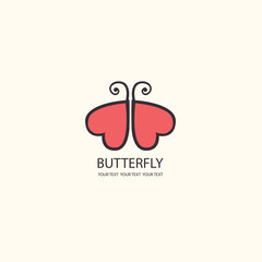 Sweet Butterfly. wings in the shape of hearts. Vector icons patt