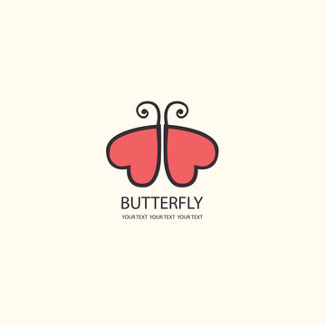 Sweet Butterfly. wings in the shape of hearts. Vector icons patt