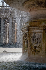 Water drops in a splash running from fountain in Vatican  
