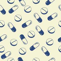 Capsules and Pills  seamless pattern, medicament - vector