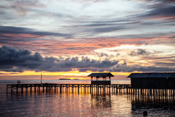 Fototapeta na wymiar Remote Pier at Village in Raja Ampat, Indonesia