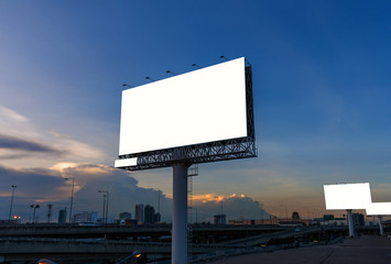 Fototapeta premium Blank billboard at twilight time for advertisement.
