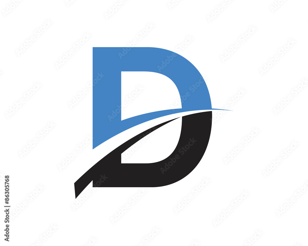 Sticker d letter swoosh modern logo