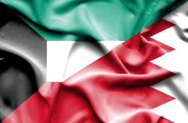 Waving flag of Bahrain and Kuwait